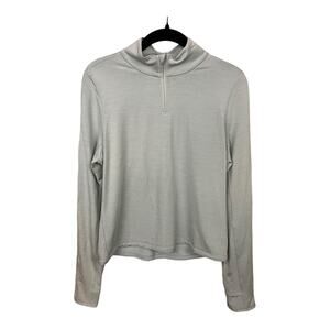 Allbirds Merino Wool Blend Natural Run Mid Layer Quarter Zip Pullover in Green S